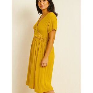 Hippie Chic Mustard Yellow Midi Dress Size SM Boho Coquette Cottagecore Boho